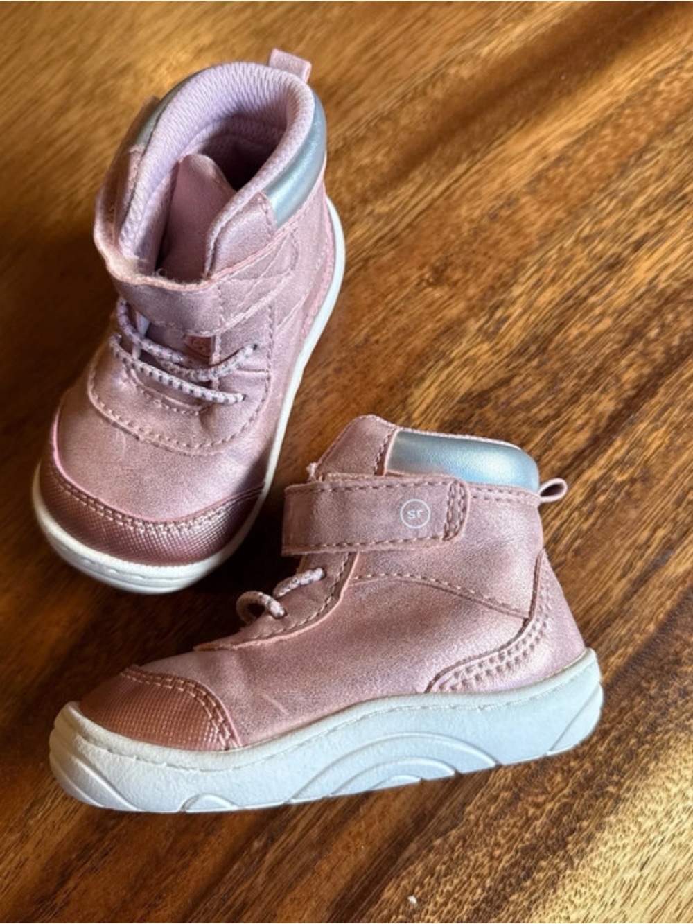 Stride Ride Kids Pink High-Top Sneakers with Velcro Strap